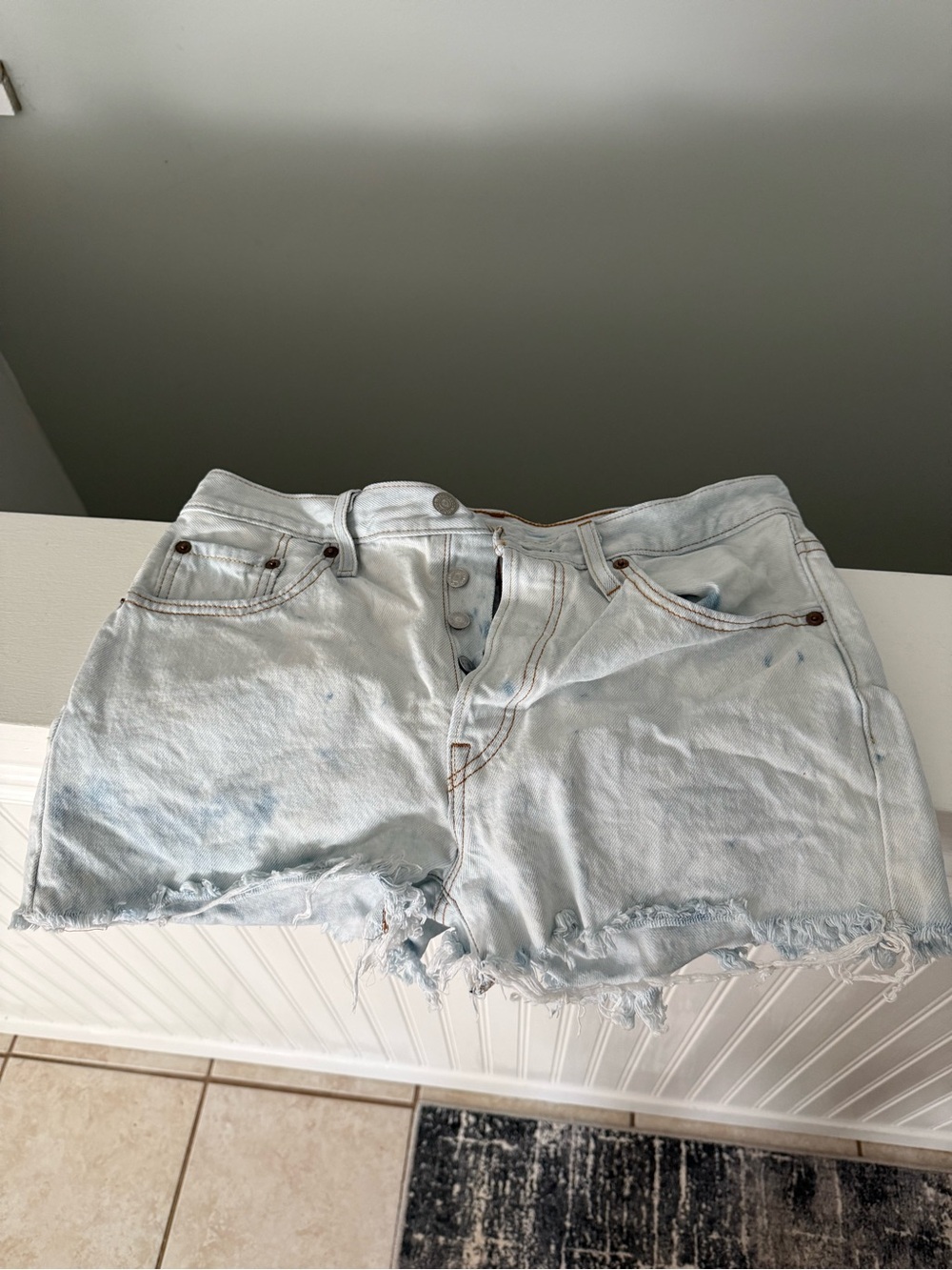 Levi's Light Blue Distressed Cutoff Jean Shorts